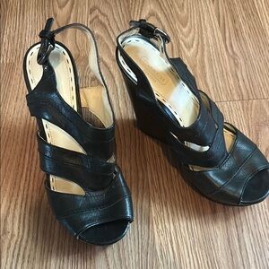 Coach Black Wedge Sandals with Elegant Straps